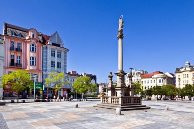 Çek Cumhuriyeti, Ostrava - 13 Ağustos 2018: Masaryk kare, Ostrava şehir, Kuzey Moravia, Çek Cumhuriyeti
