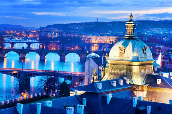 Pontes Praga Rio Moldau Pomares Letna Cidade Menor Praga República — Fotografia de Stock