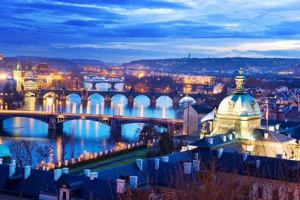 Pontes Praga Rio Moldau Pomares Letna Cidade Menor Praga República — Fotografia de Stock