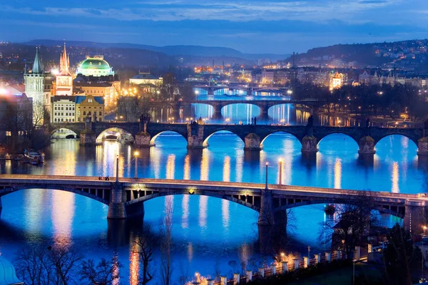 Pontes Praga Rio Moldau Pomares Letna Cidade Menor Praga República — Fotografia de Stock
