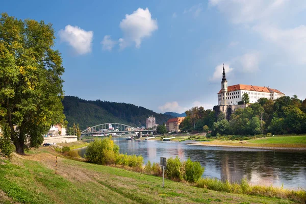 Decin Czech Republic Sept 2018 Castle Elbe River Town Decin — Stock Photo, Image