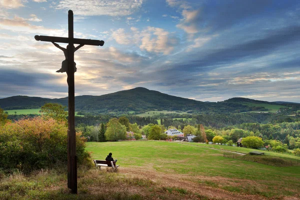 Çapraz Tepe Krizovy Vrch Rynartice Jetrichovice Region Çek Sviçre Çek — Stok fotoğraf