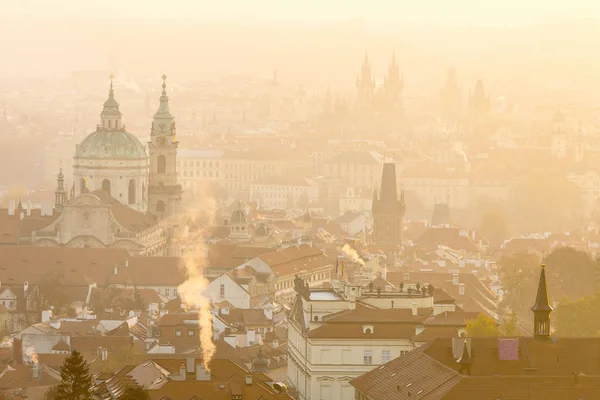 Nicholas Cathedral Petrin Hill Sunrise Lesser Town Unesco Prague Czech — Stock Photo, Image