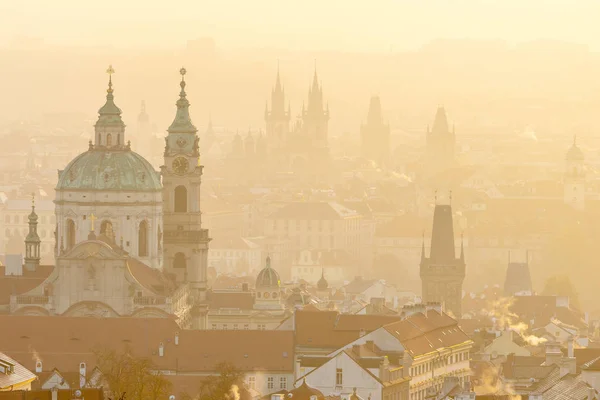 Nicholas Cathedral Petrin Hill Sunrise Lesser Town Unesco Prague Czech — Stock Photo, Image