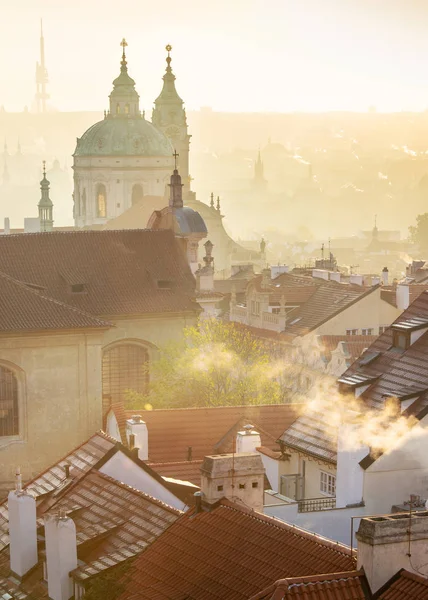 Nicholas Cathedral Petrin Hill Sunrise Lesser Town Unesco Prague Czech — Stock Photo, Image