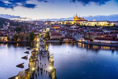 Charles Köprüsü Amerikanlar nehir, Lesser town (Unesco), Prague castle, Prague, Çek Cumhuriyeti