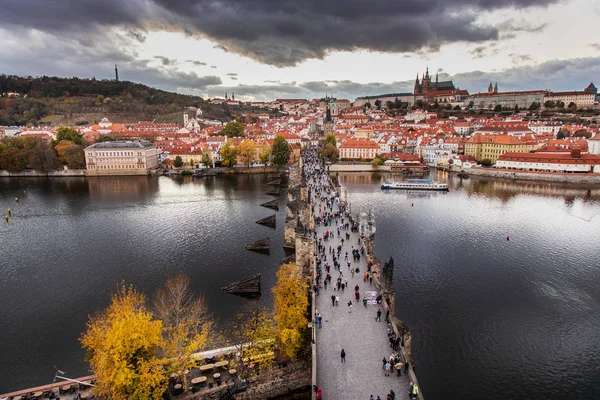 Ponte Charles Rio Moldau Cidade Menor Unesco Castelo Praga Praga — Fotografia de Stock