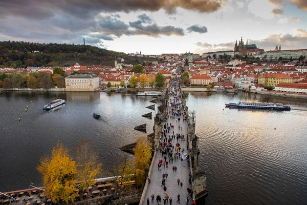 Ponte Charles Rio Moldau Cidade Menor Unesco Castelo Praga Praga — Fotografia de Stock