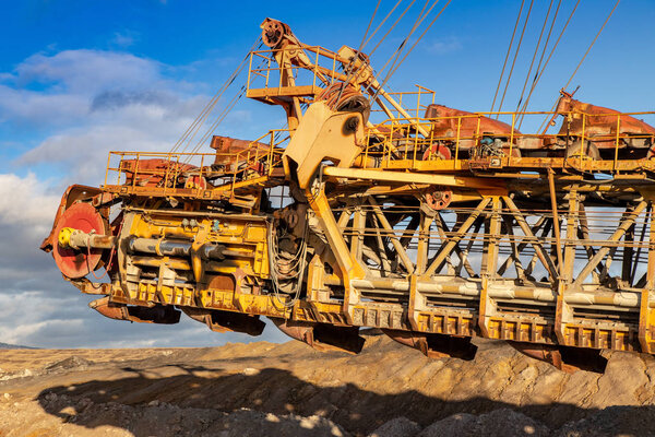 CZECH REPUBLIC, MOST- DEC 18, 2018: Offroad safari, CSA coal pit, town Most, North Bohemia, Czech republic. Excursion in industrial landscape with 4x4 cars.