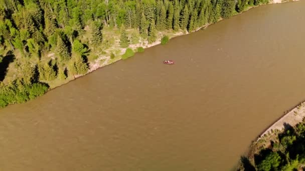 Rafting Fluvial Desde Arriba Vista Aérea Tiro Con Dron — Vídeo de stock