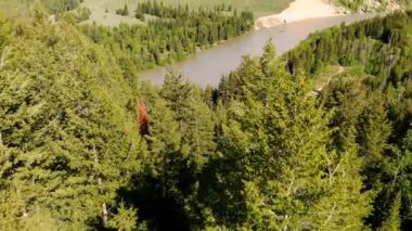 Güzel manzara yukarıdan Wyoming ABD'de Yellowstone National park yakınındaki. Havadan görünümü dron vurdu