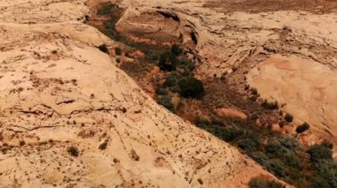 Çöl Utah, ABD. Doğal manzara. Doğa, Jeoloji, çevre Utah. Yukarıdan görünüm, havadan görünümü, uçağın shot