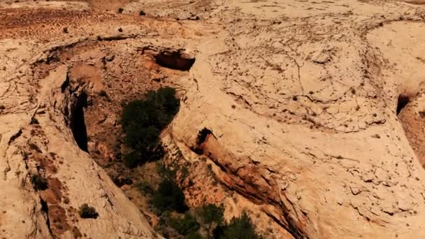 美国犹他州的沙漠 风景秀丽 犹他州的自然地质环境从上面看 无人驾驶飞机射击 — 图库视频影像