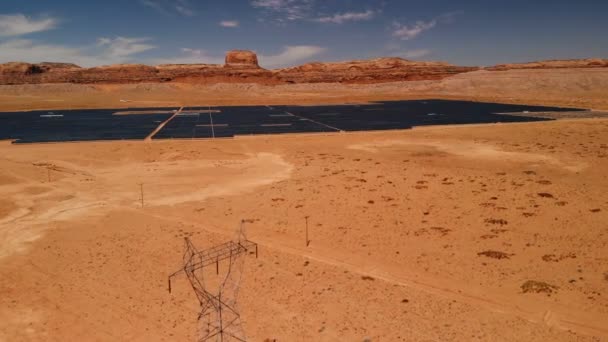 Luftaufnahme Eines Solarkraftwerks Arizona Vereinigte Staaten Sonnenkollektoren Feld Solarzelle Von — Stockvideo