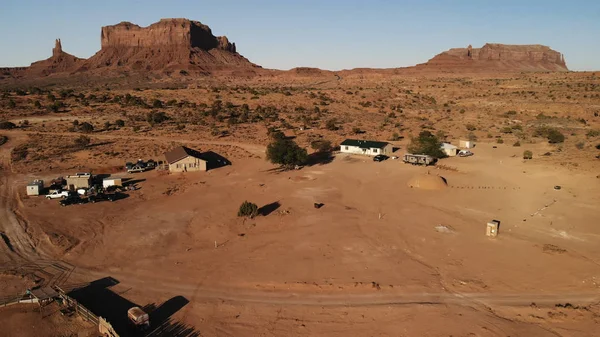 Village near the Oljato Monument Valley in Arizona.  Ranch house. Aerial view, from above, drone shooting