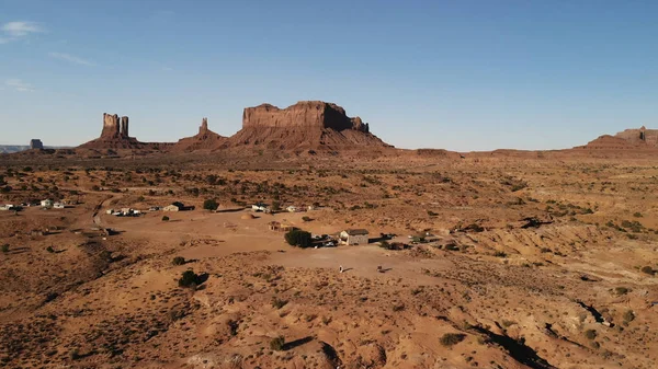 Village near the Oljato Monument Valley in Arizona.  Ranch house. Aerial view, from above, drone shooting