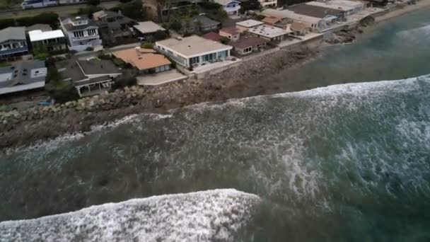 Vue Aérienne Des Maisons Plage Long Côte Pacifique Californie Immobilier — Video