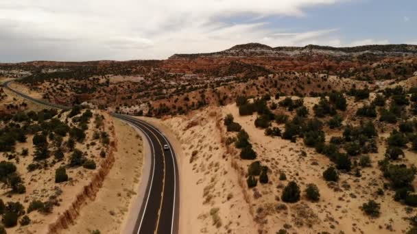 高速公路在亚利桑那州 风景秀丽 亚利桑那的自然 从上面看 无人驾驶飞机射击 — 图库视频影像