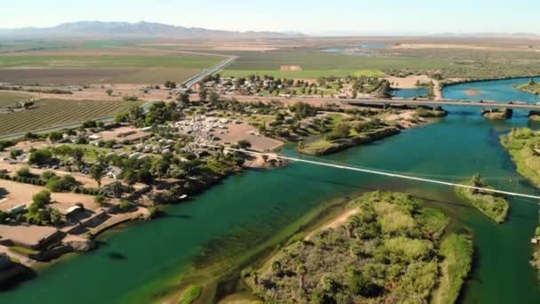 Vista Aérea Del Río Colorado California Arizona Border Paisaje Escénico — Vídeo de stock