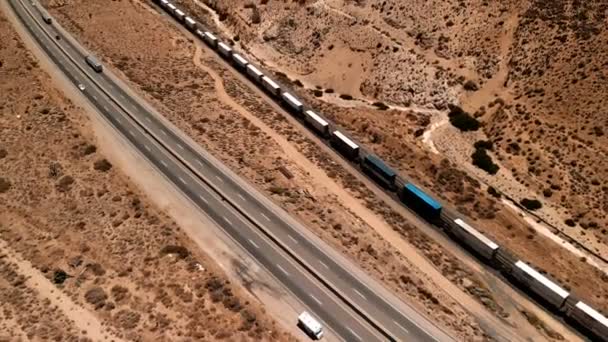 Aerial View Highway California United States Scenic Landscape Road Desert — Stock Video