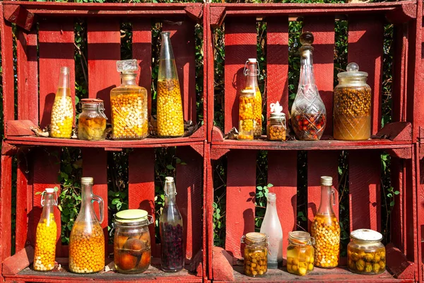 Preserved Fruit Vegetables Shelf — Stock Photo, Image