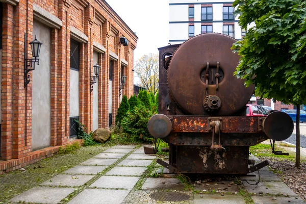 Uma Velha Locomotiva Sem Faísca Enferrujada Passeio Zyrardow — Fotografia de Stock