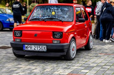 Grodzisk Mazowiecki, Mazowieckie voivodeship, Poland - September 14, 2025: Polish Fiat 126p Rally in Grodzisk Mazowiecki. Polski Fiat vehicles displayed on the square