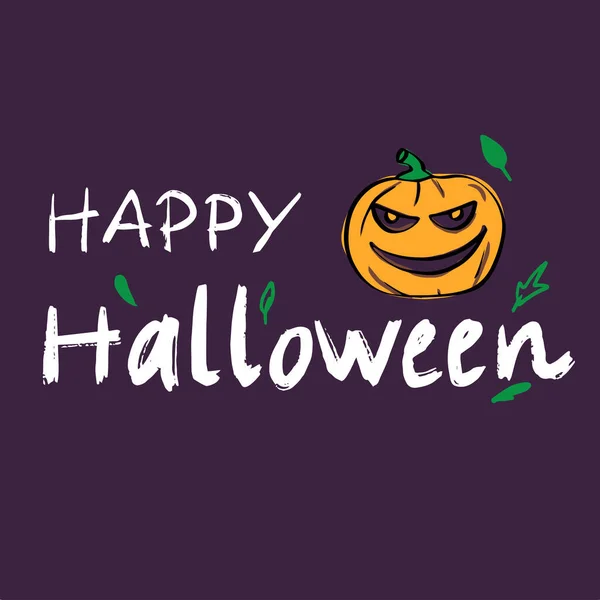 Lehké Bílé Písmo Šťastný Halloween Tmavém Fialovém Pozadí Roztomilé Tmavé — Stockový vektor