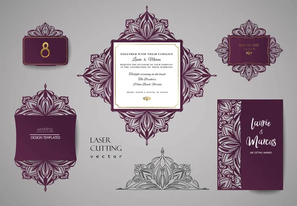 Enveloppe d'invitation de mariage pour découpe laser . — Image vectorielle