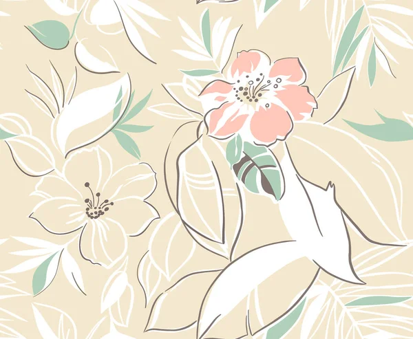 Patrón floral. Vector dibujado a mano — Archivo Imágenes Vectoriales
