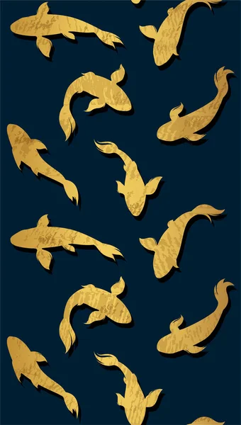 Altın koi balığı deseni. Vektör — Stok Vektör