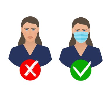 Coronavirus salgını önleme. Tıbbi maske ikonu. Coronavirus koruma kavramı
