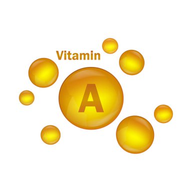 A vitamini ikonu. Vitamin damlası hap kapsülü. Cilt için E vitamini doğal özü. Vektör illüstrasyonu