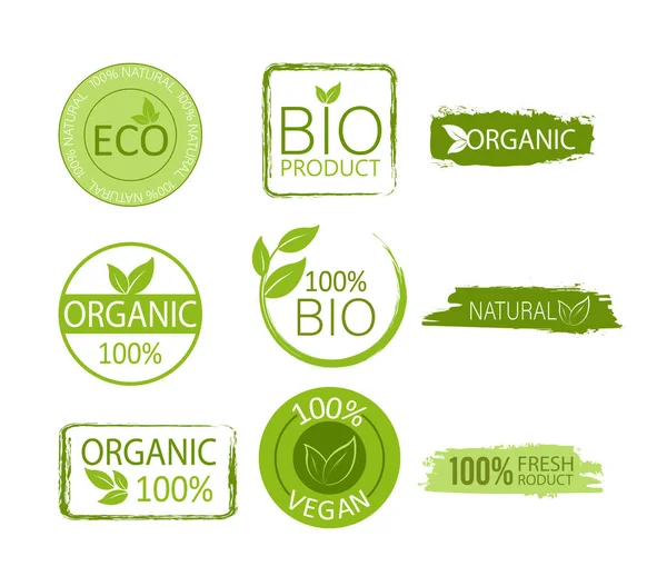 Emblema Vegano Logo Rotondo Logo Del Vettore Prodotto Naturale Icona — Vettoriale Stock