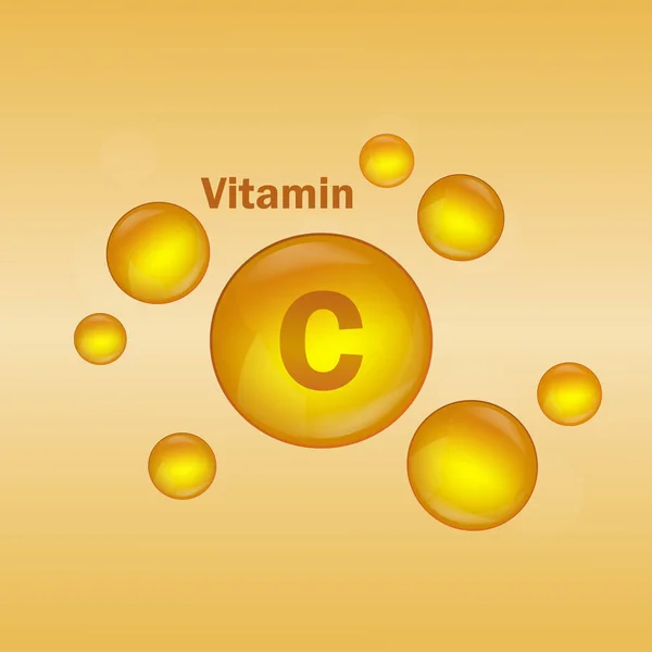 Ikona Kapky Zlata Vitamínu Tobolka Vitamínovými Kapkami Vitamin Přírodní Esence — Stockový vektor
