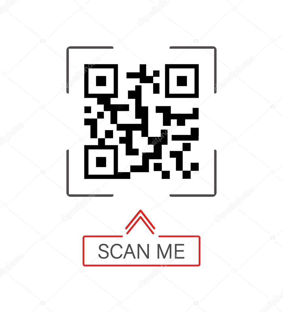 Scanning in flat style on white background. Flat vector infographic. Online payment. Telephone icon