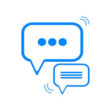 Konuşma balonu vektör simgesi. Sohbet için ince çizgi mavi simgesi