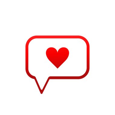 Mesaj Metni Bubble Simgesi 'ne yürekle mesaj at. Sohbet için Vektör İllüstrasyonu