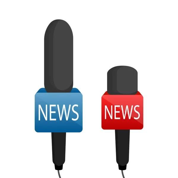 Microphone News Set Reparter Journalism Concept Flat Style Vector Illustration — Stock Vector