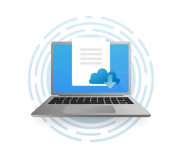 Cloud Download Konzeptillustration Einem Laptop App Aus Cloud Speicher Herunterladen — Stockvektor