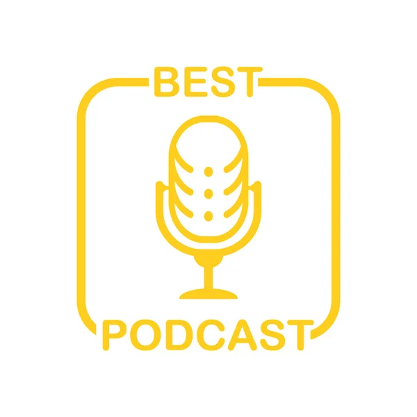 Legjobb Podcast Rádió Ikon Illusztráció Stúdió Asztal Mikrofon Webcast Audio — Stock Vector