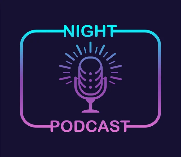 Podcast Nocturne Insigne Icône Timbre Logo Microphone Pour Podcast Illustration — Image vectorielle