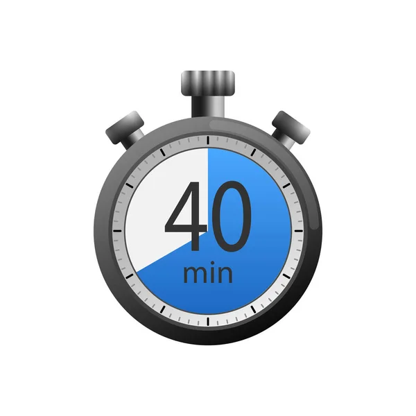 Ikoon van een timer met 40 minuten op de witte achtergrond. Vectorillustratie. — Stockvector