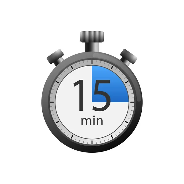 白地に15分のタイマーのアイコン。ベクターイラスト. — ストックベクタ