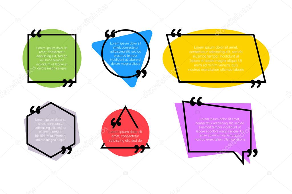 Set design elements quote. Commas. Vector illustration in flat style on a white background