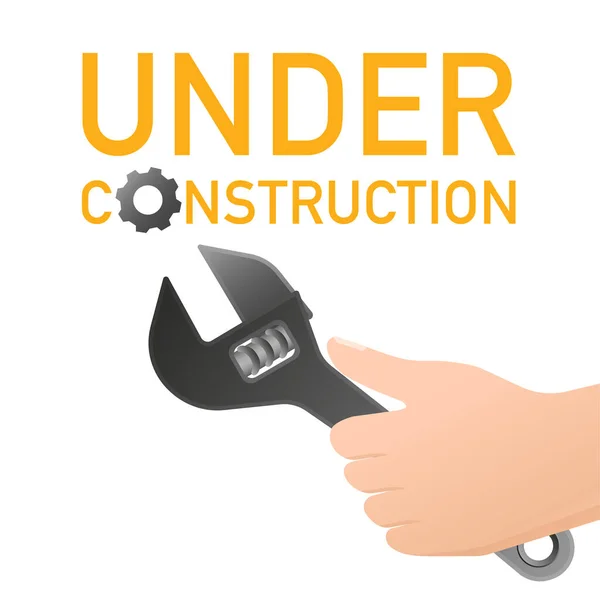 Site Construction Key Hand Banner Design Construction Concept Flat Style — Stock Vector