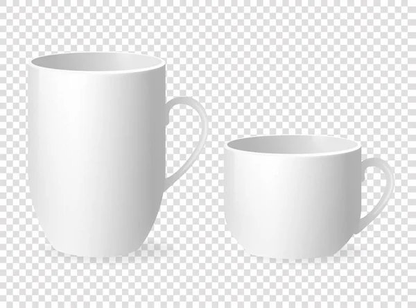 Taza Blanca Vacía Estilo Clásico Sobre Fondo Transparente Fondo Blanco — Vector de stock