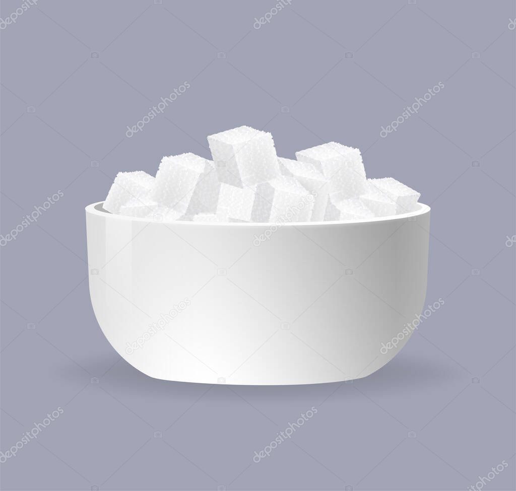 Sugar cubes, great design for any purposes. Abstract background. 3d illustration. Vector illustration