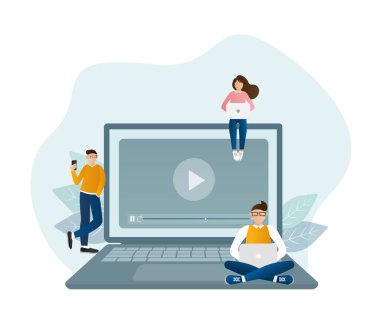 Yaşayan Webinar insanlar, her amaçla tasarlanmış harika bir tasarım. Web tasarımı. Vektör illüstrasyonu