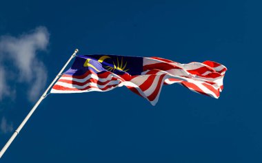 Artsakh Cumhuriyeti bayrağı rüzgarın alçak açısıyla dalgalanıyor. Nagorno-Karabağ Ermenistan Azerbaycan savaşı sırasında gurur ve zafer.